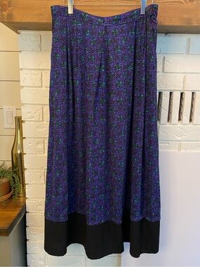 🇨🇦 Vintage Ziba Maxi Skirt Purple Black Pockets Size 16 Made in Canada Y2K 90s